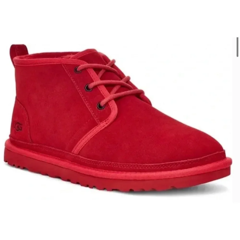 UGG Neubel Kids Red Suede Shearling Chukka Ankle Lace Up Boots Size 13